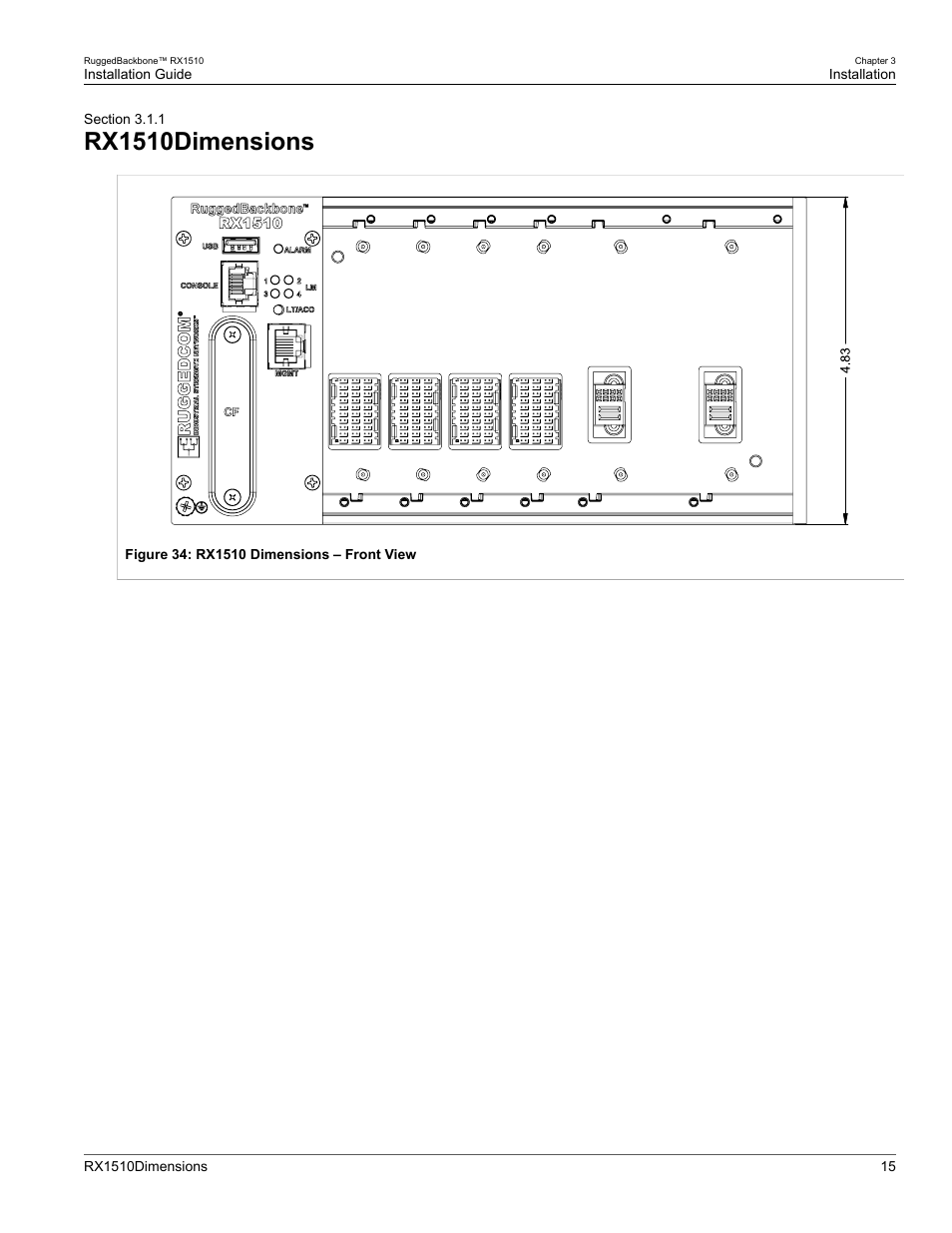 Rx1510dimensions, 1 rx1510dimensions | RuggedCom RUGGEDBACKBONE RX1510 User Manual | Page 21 / 52