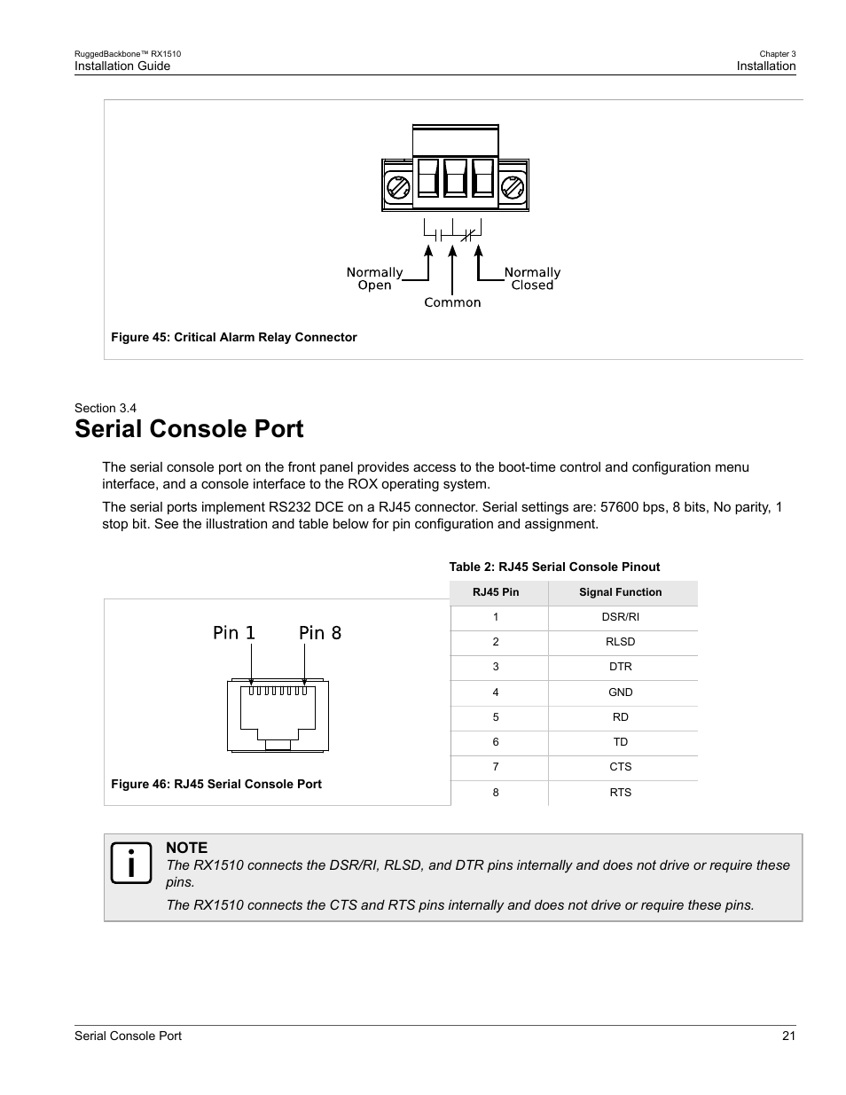 Serial console port, 4 serial console port | RuggedCom RUGGEDBACKBONE RX1510 User Manual | Page 27 / 52