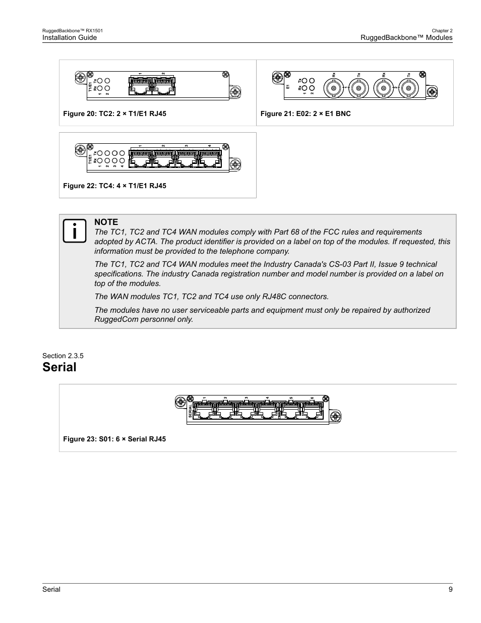 Serial, 5 serial | RuggedCom RUGGEDBACKBONE RX1501 User Manual | Page 15 / 52