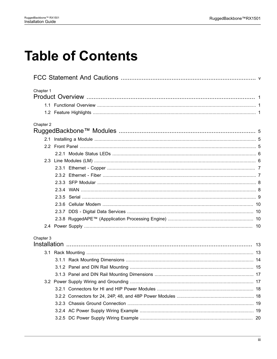 RuggedCom RUGGEDBACKBONE RX1501 User Manual | Page 3 / 52