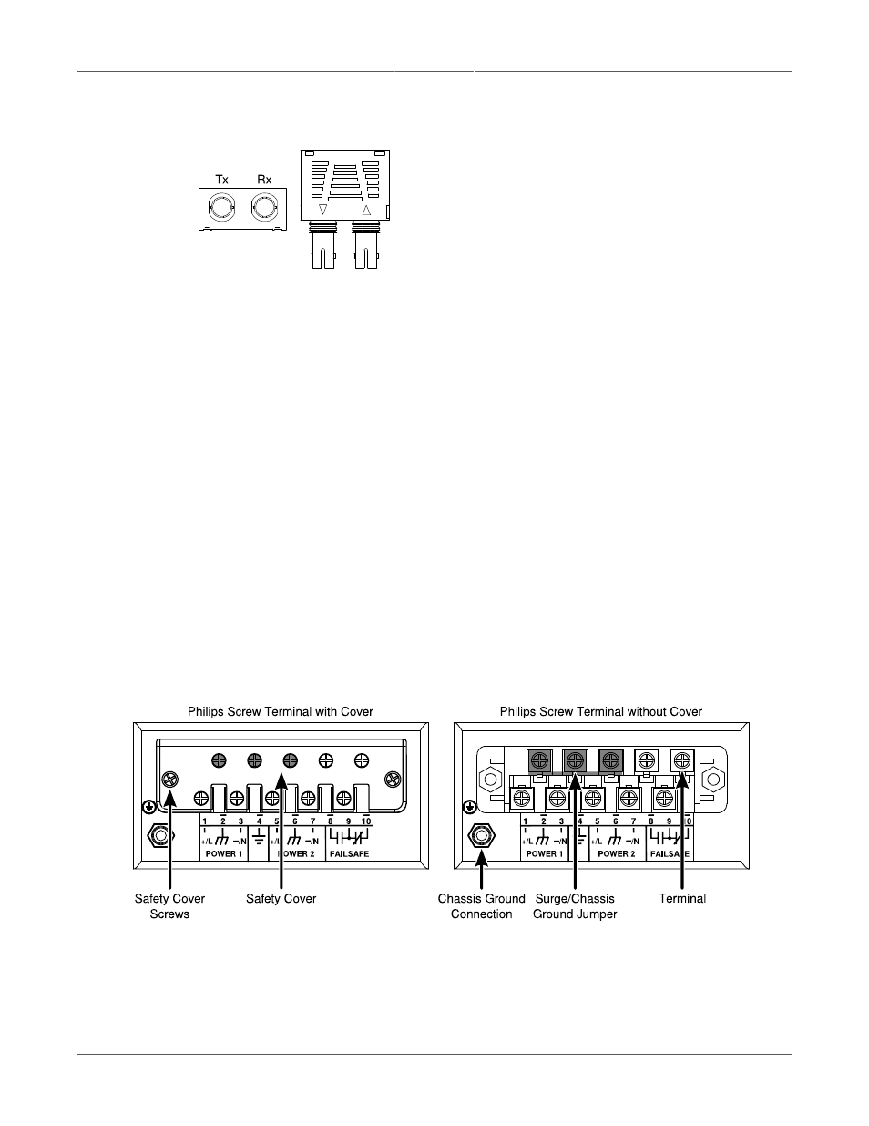 Power supply wiring and grounding, 100fx st connector | RuggedCom RSG2300 User Manual | Page 16 / 36