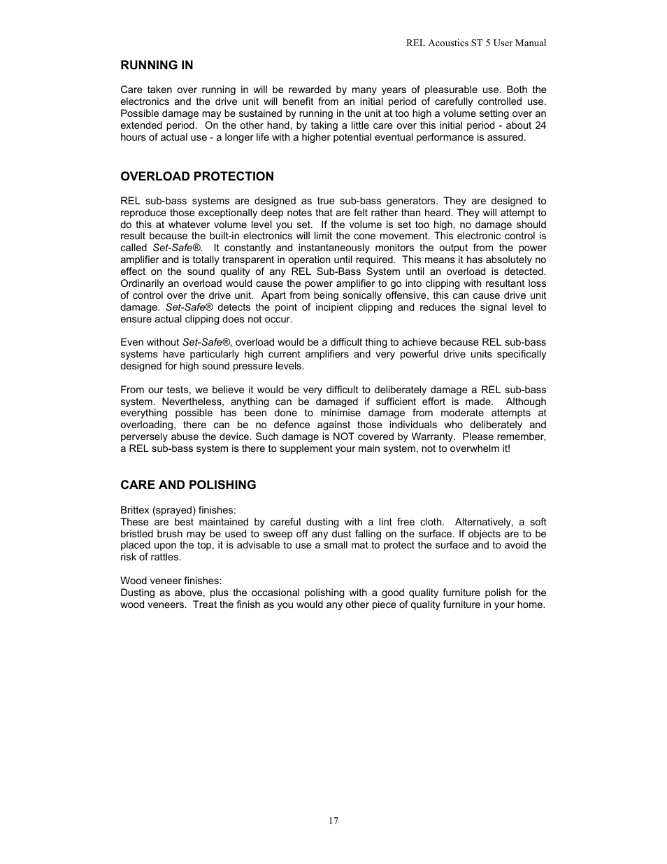 REL Acoustics Strata 5 User Manual | Page 17 / 20