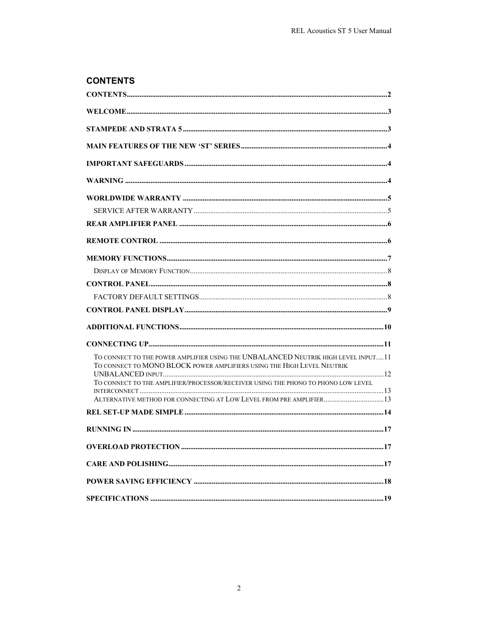 REL Acoustics Strata 5 User Manual | Page 2 / 20
