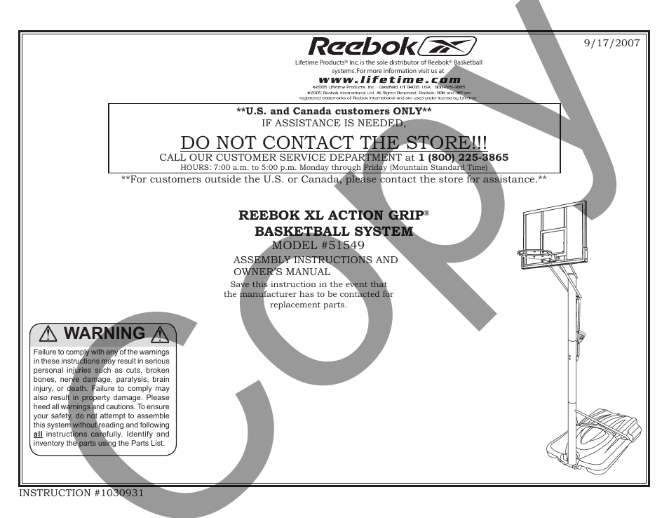 Reebok 51549 User Manual | 15 pages