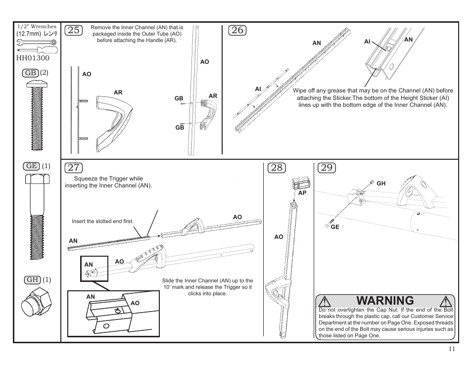 Warning | Reebok 51549 User Manual | Page 11 / 15