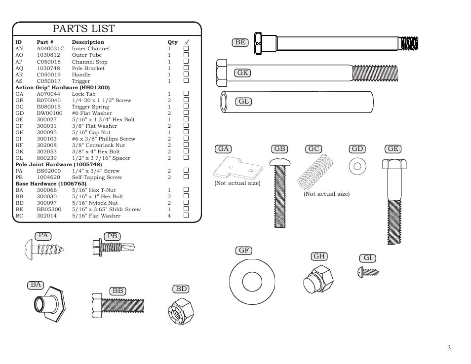 Parts list | Reebok 51549 User Manual | Page 3 / 15