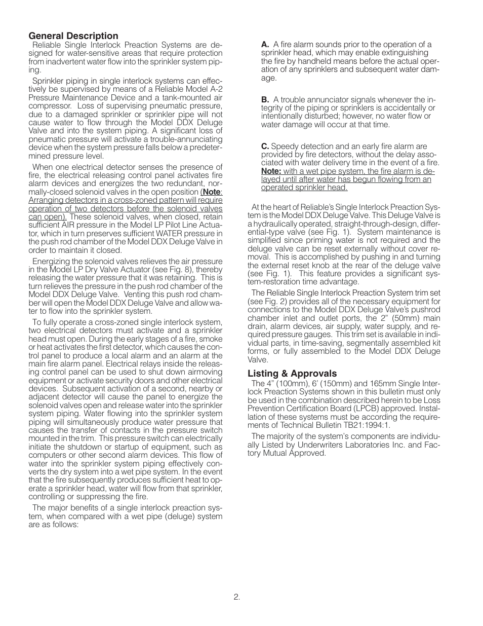Reliable Sprinkler RELIABLE Single Interlock Preaction System 6103060028 User Manual | Page 2 / 18