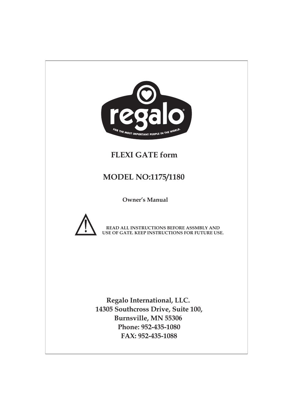 Regalo FLEXI GATE FORM 1175 User Manual | 6 pages