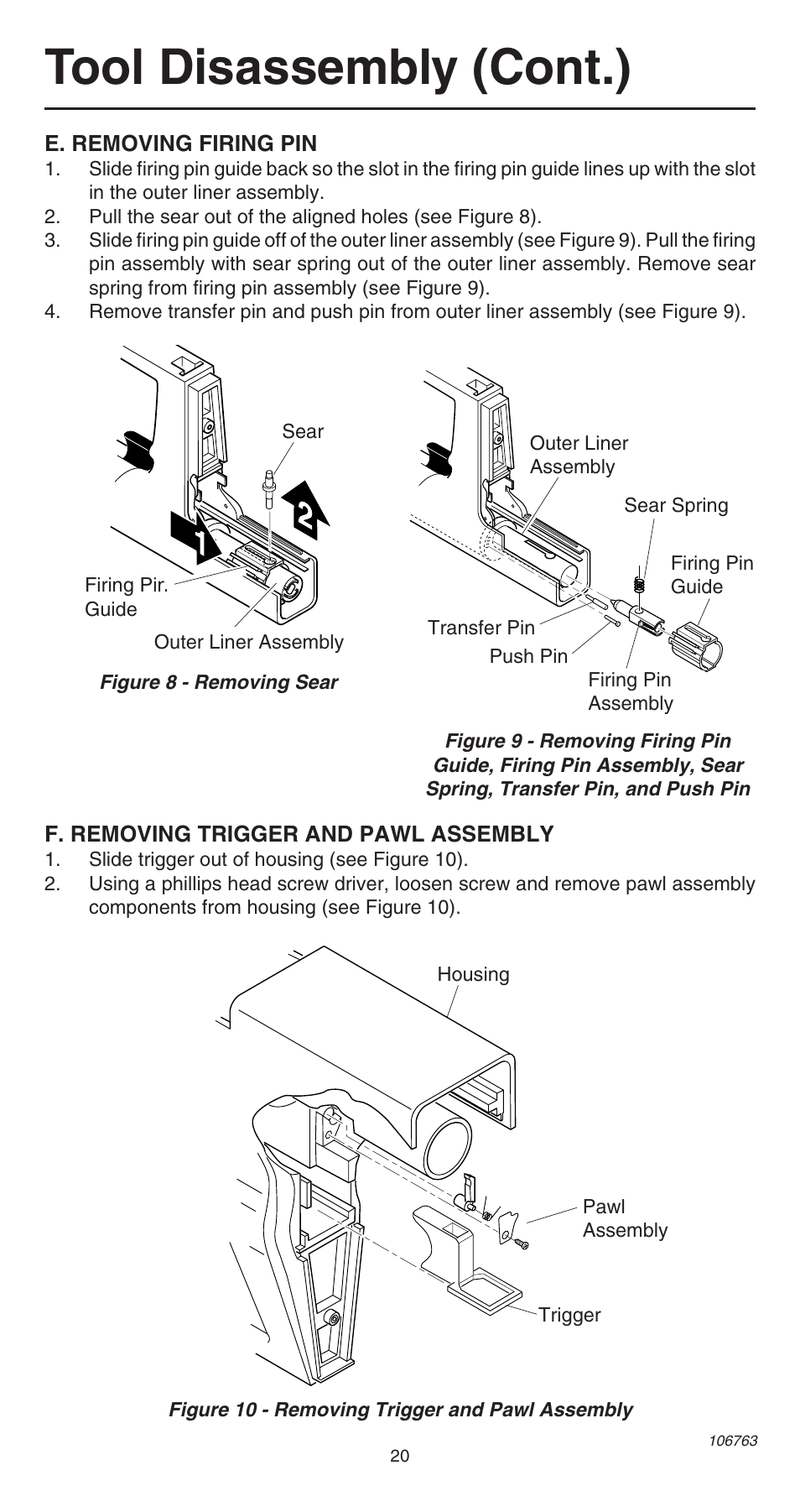 Tool disassembly (cont.) | Remington 500V User Manual | Page 20 / 32