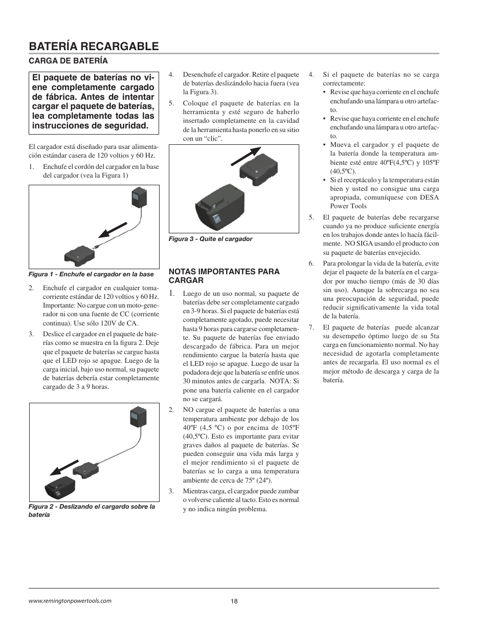 Batería recargable | Remington BB18125A User Manual | Page 18 / 40