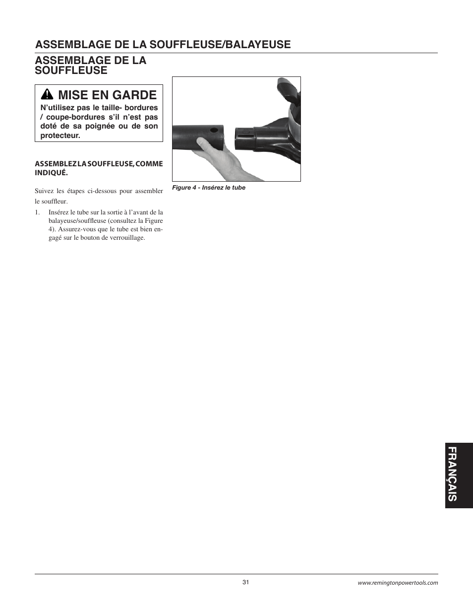 Mise en garde | Remington BB18125A User Manual | Page 31 / 40