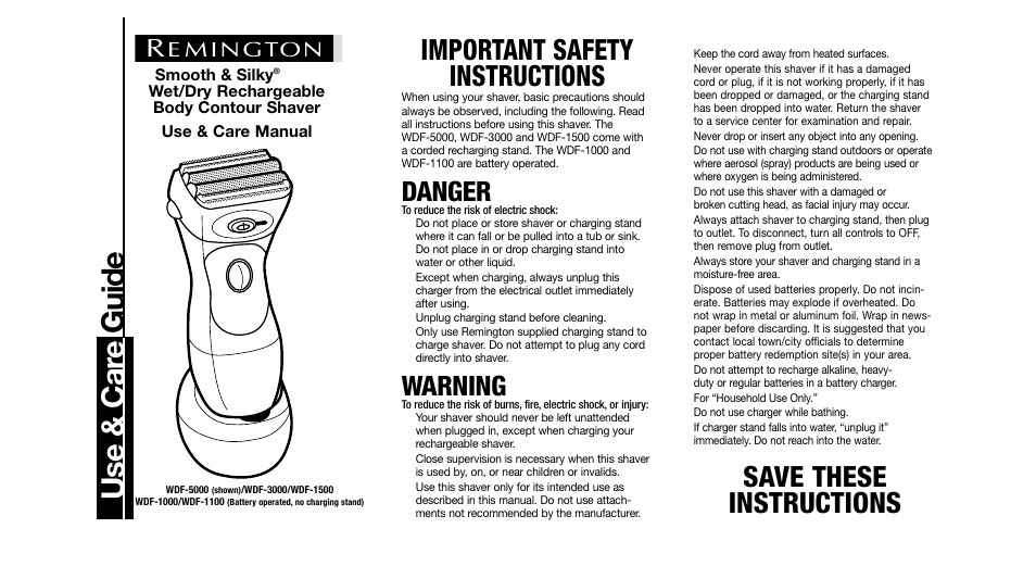 Remington WDF-1000 User Manual | 15 pages