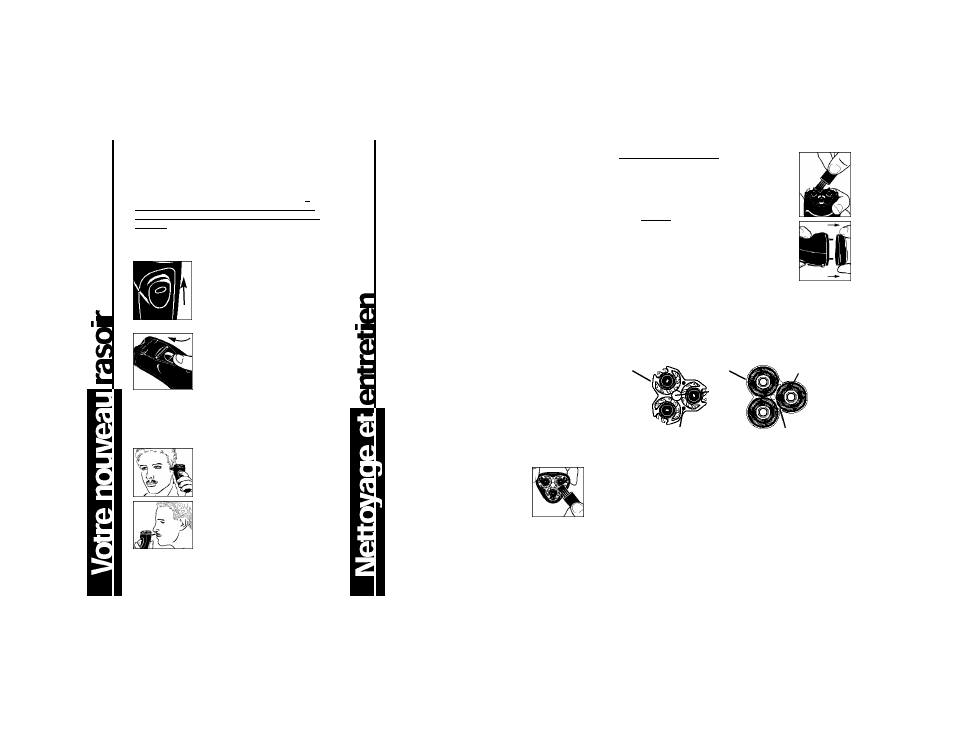 Conseils d’utilisation, Instructions de fonctionnement, Pour nettoyer votre rasoir | Vous habituer à votre rasoir, Pour raser, Pour tailler | Remington R-845 User Manual | Page 6 / 12