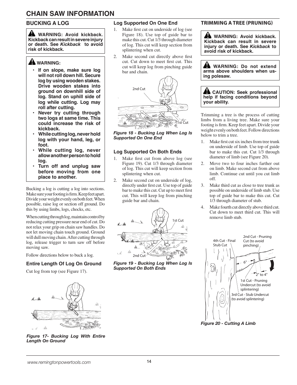 Chain saw information | Remington BPS188A User Manual | Page 14 / 48