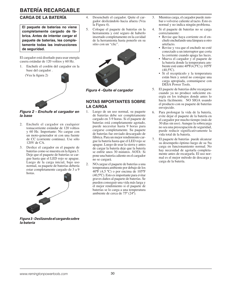 Batería recargable | Remington BPS188A User Manual | Page 30 / 48