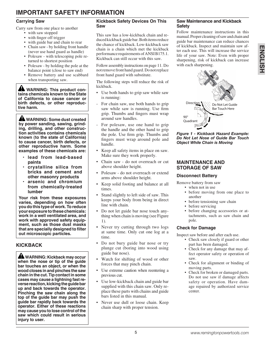 En gli s h, Important safety information | Remington BPS188A User Manual | Page 5 / 48