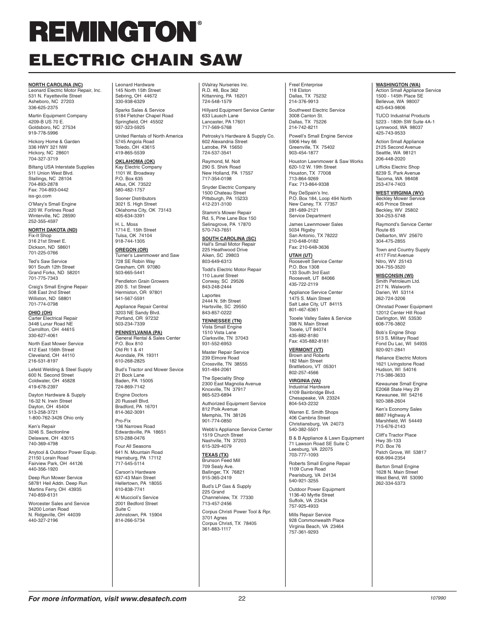 Electric chain saw | Remington LNT-2 EN User Manual | Page 22 / 24