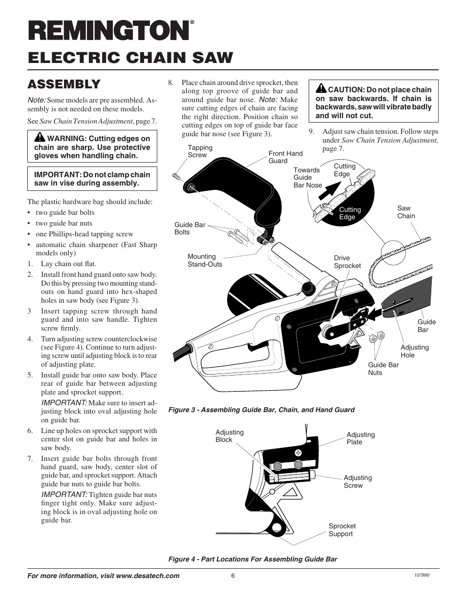 Electric chain saw, Assembly | Remington LNT-2 EN User Manual | Page 6 / 24