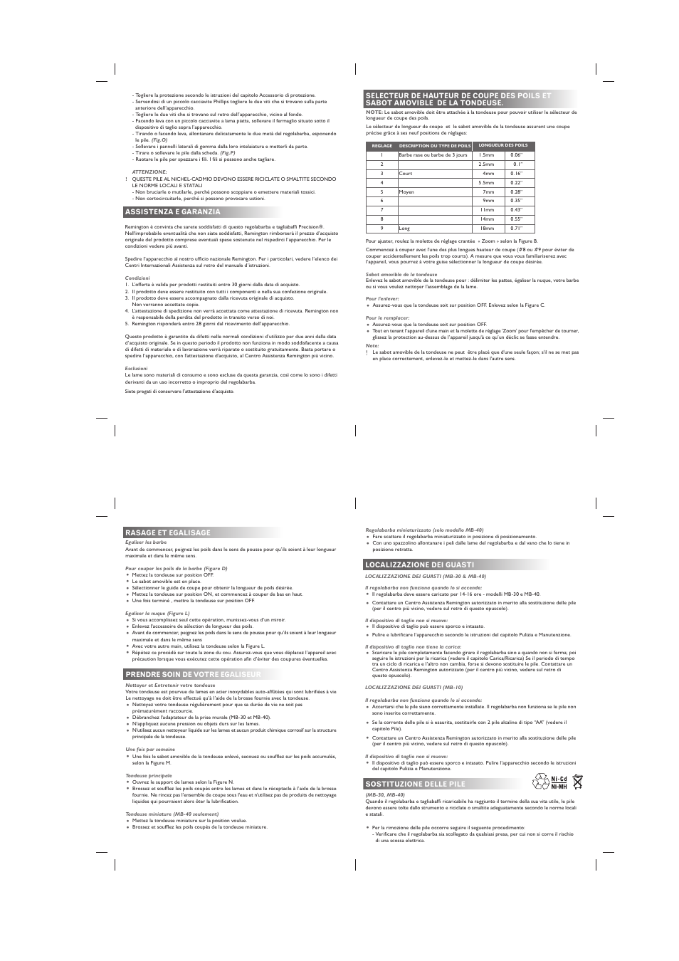 Remington MB40 User Manual | Page 12 / 16