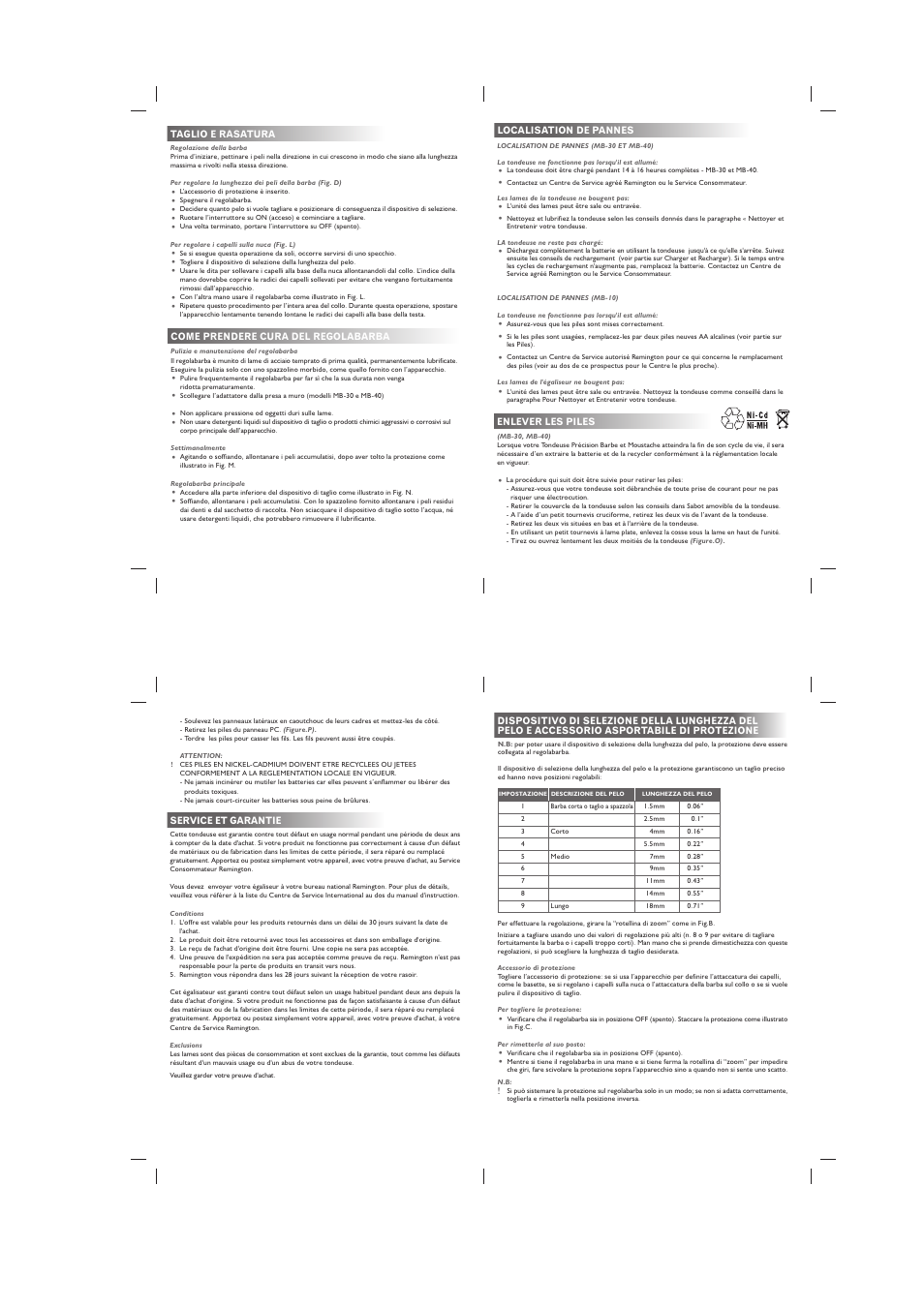 Remington MB40 User Manual | Page 13 / 16