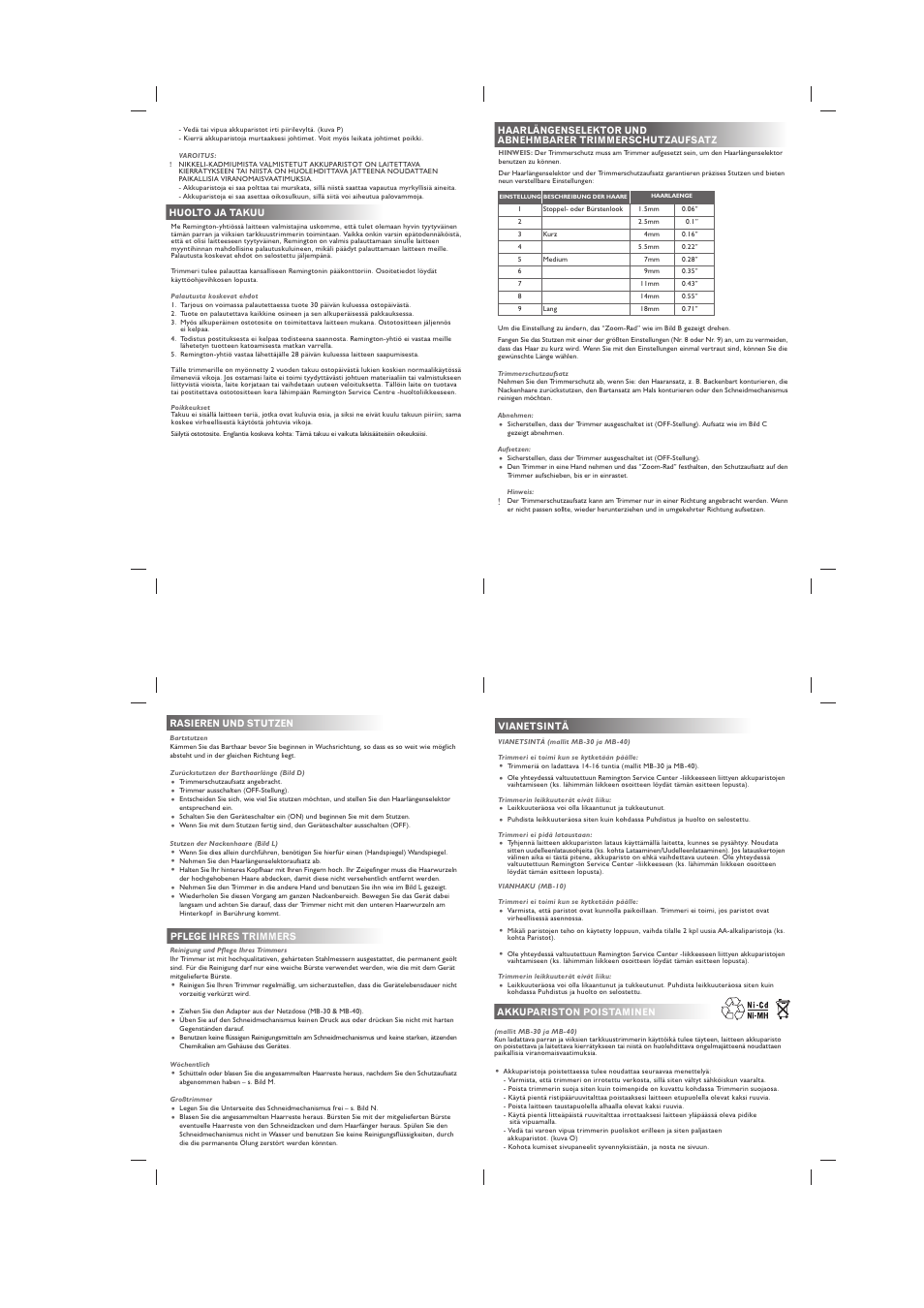 Remington MB40 User Manual | Page 6 / 16