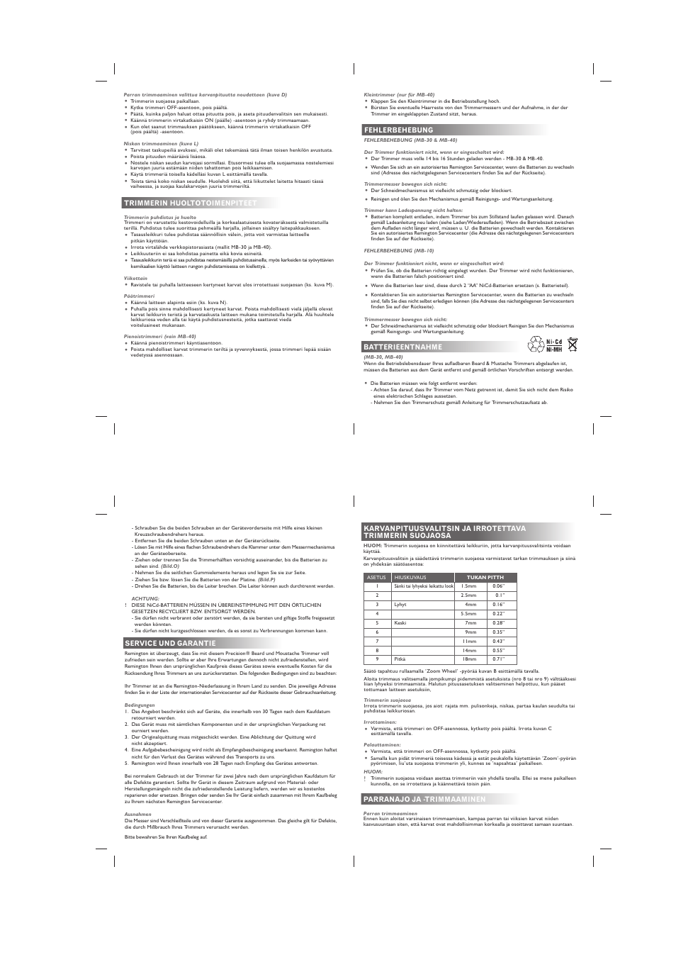 Remington MB40 User Manual | Page 7 / 16