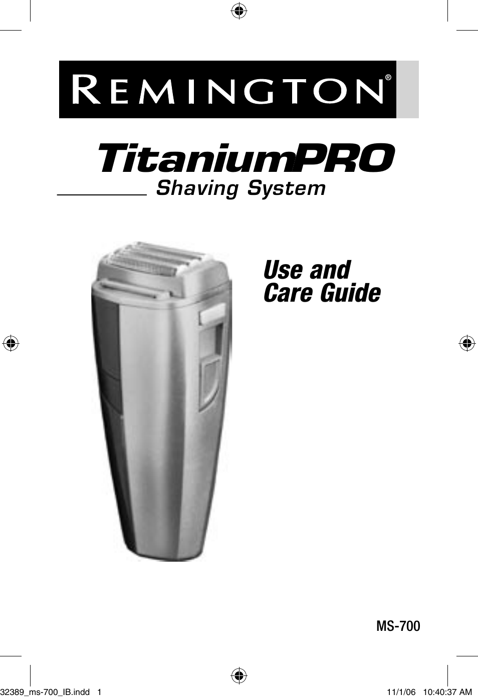 Remington TITANIUM PRO MS-700 User Manual | 6 pages