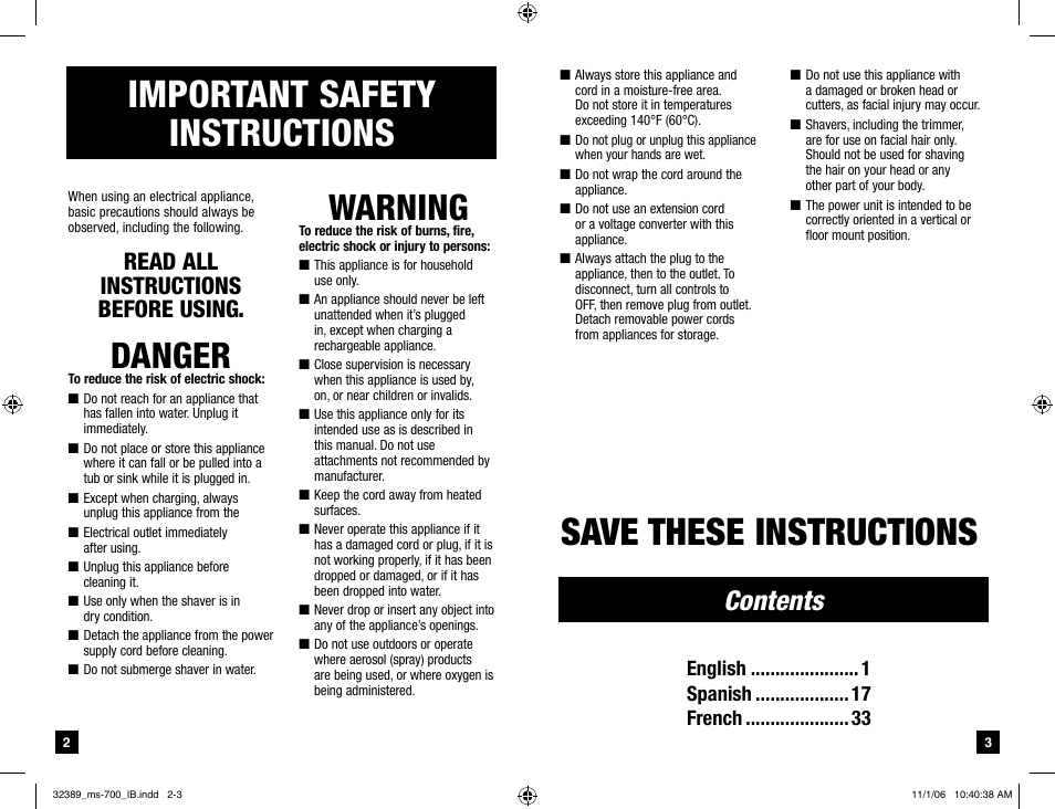 Remington TITANIUM PRO MS-700 User Manual | Page 2 / 6