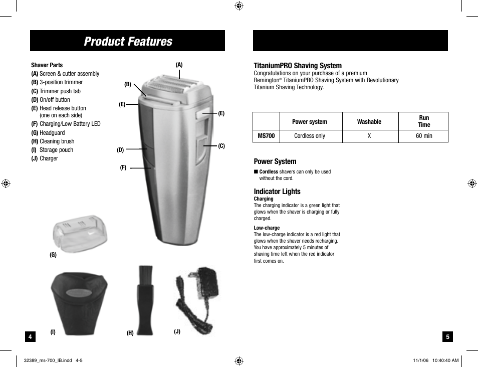 Product features | Remington TITANIUM PRO MS-700 User Manual | Page 3 / 6