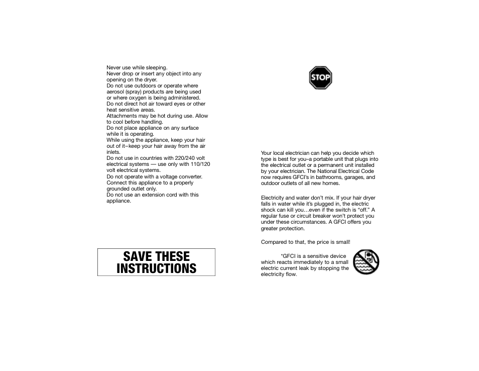 Save these instructions | Remington DC-1625 User Manual | Page 2 / 5