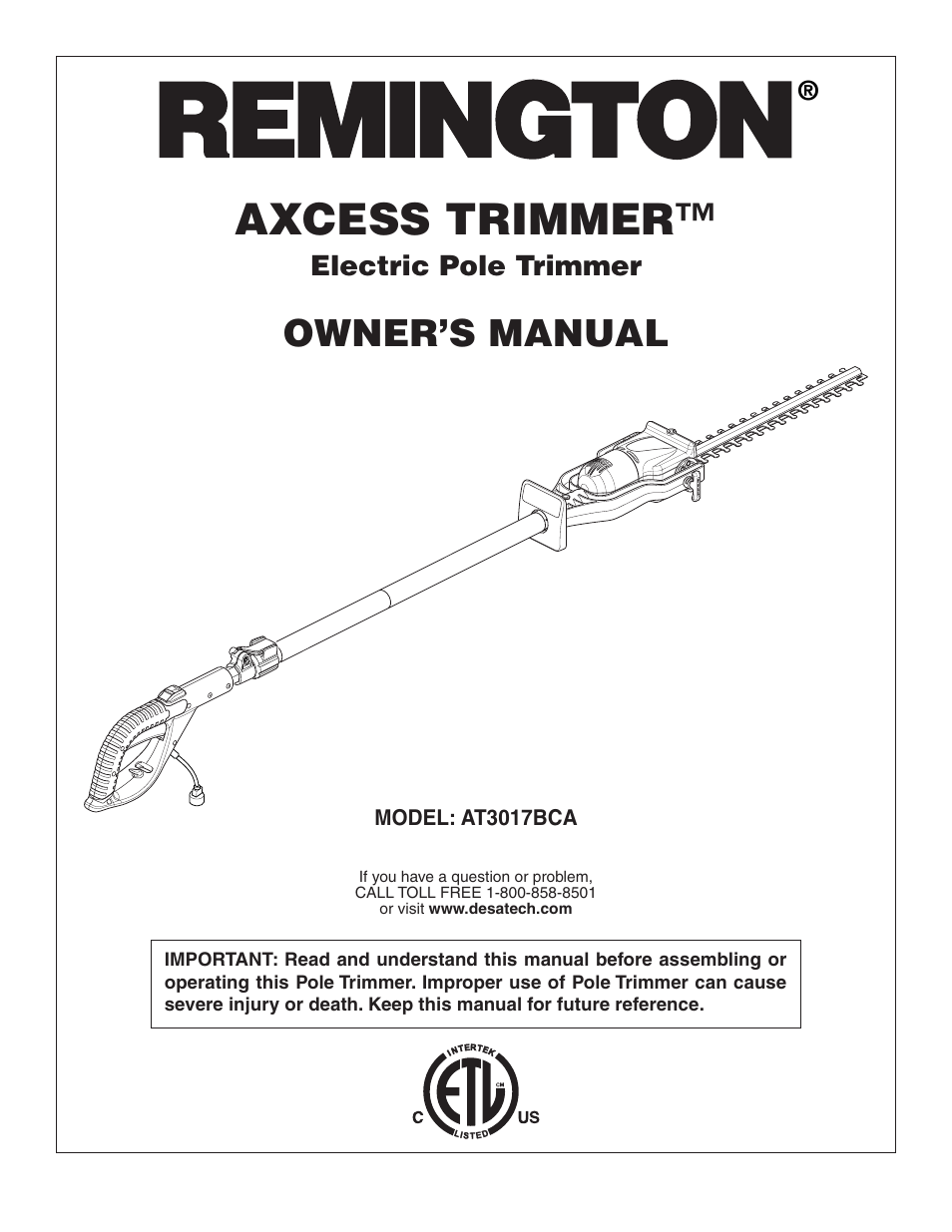 Remington Axcess AT3017BCA User Manual | 44 pages