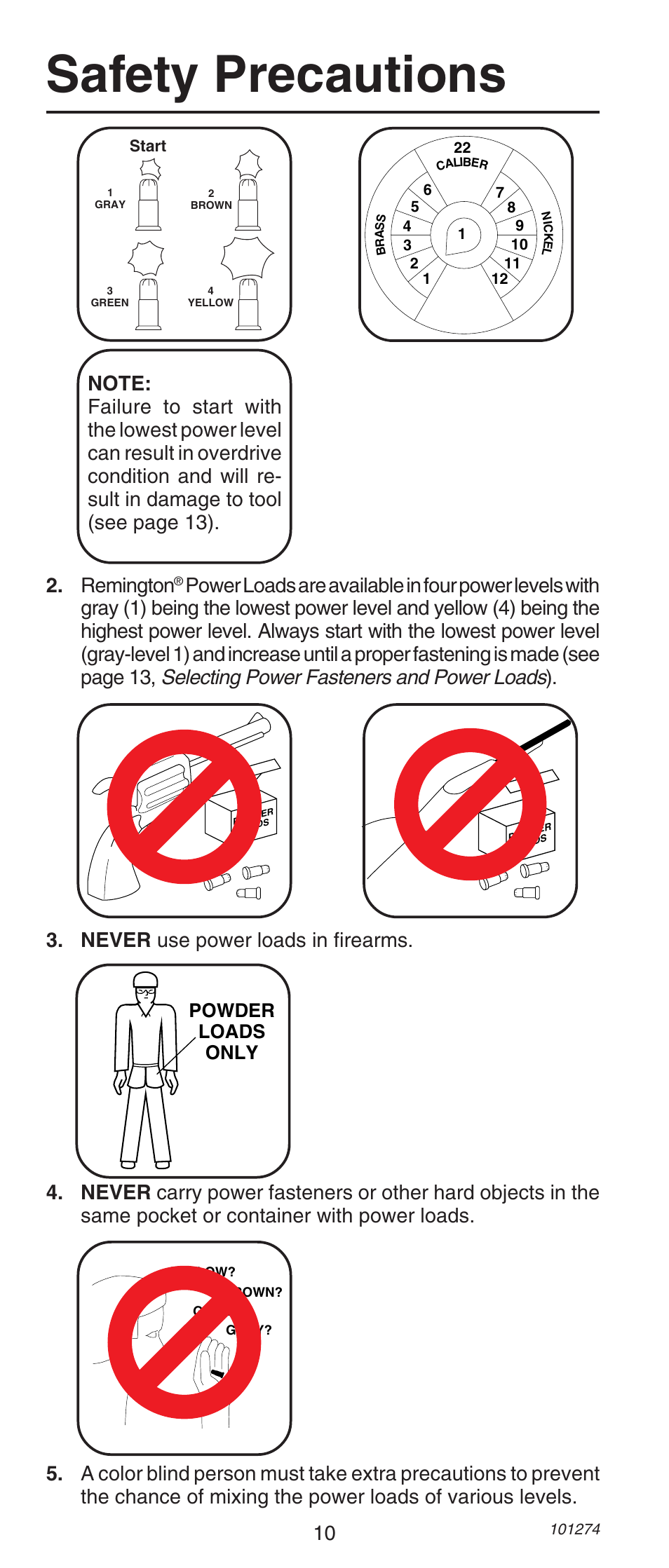 Safety precautions, Remington, Powder loads only | Remington 490 User Manual | Page 10 / 80