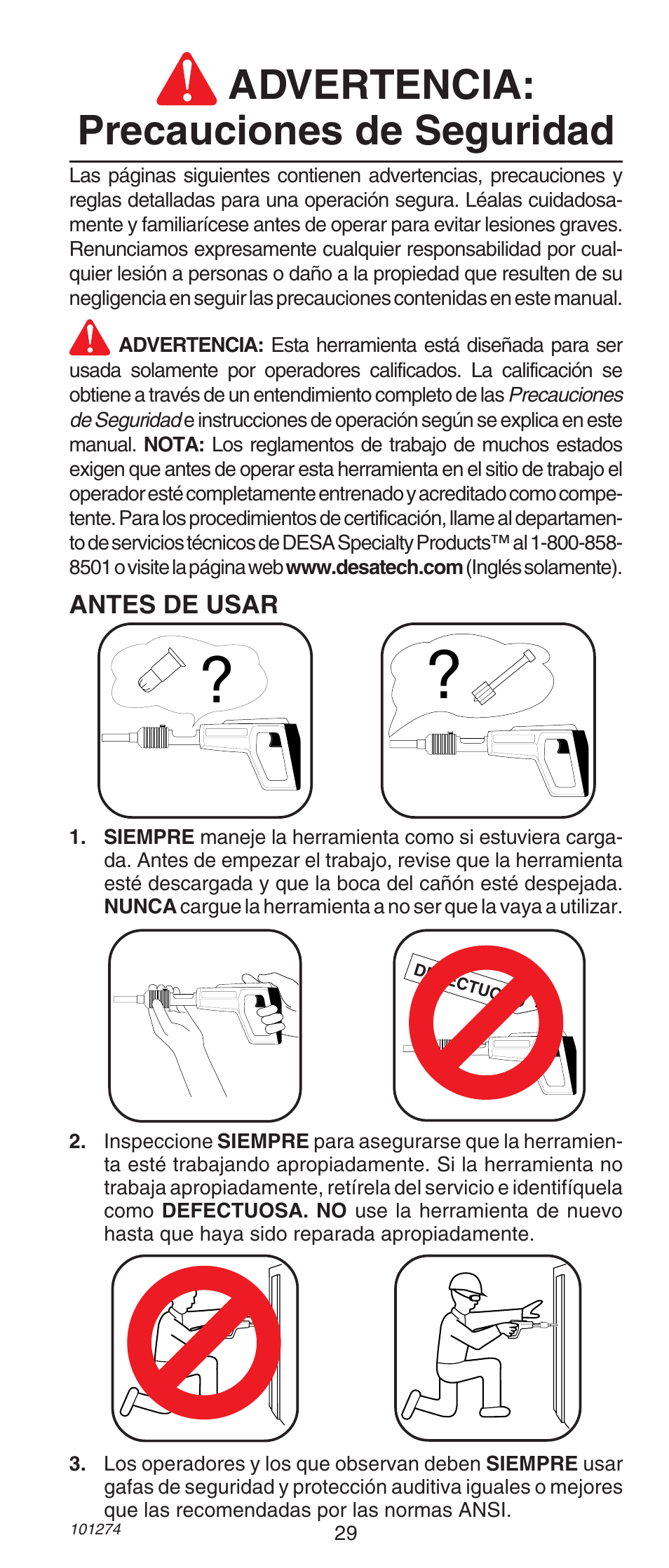 Advertencia: precauciones de seguridad | Remington 490 User Manual | Page 29 / 80