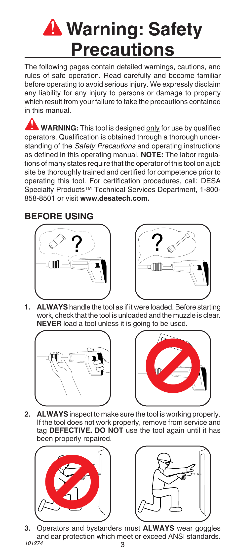 Warning: safety precautions | Remington 490 User Manual | Page 3 / 80