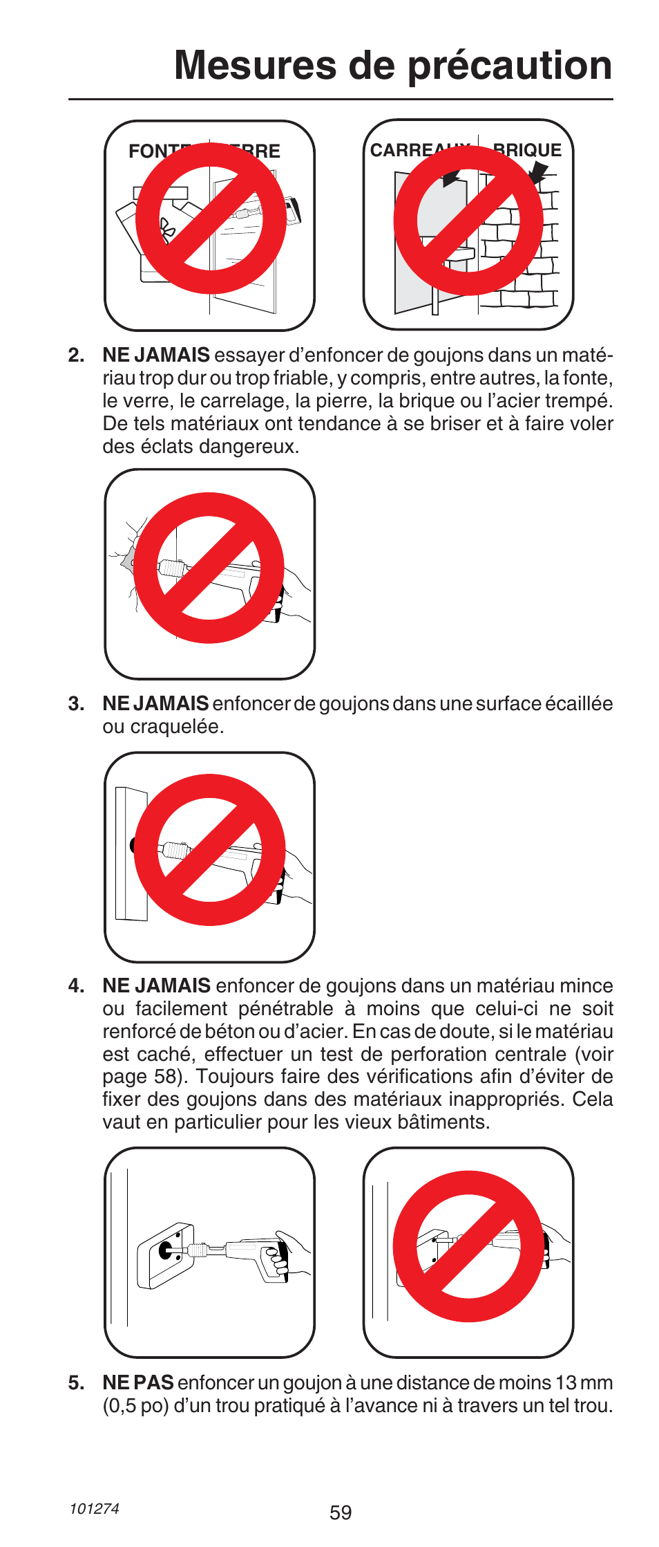 Mesures de précaution | Remington 490 User Manual | Page 59 / 80