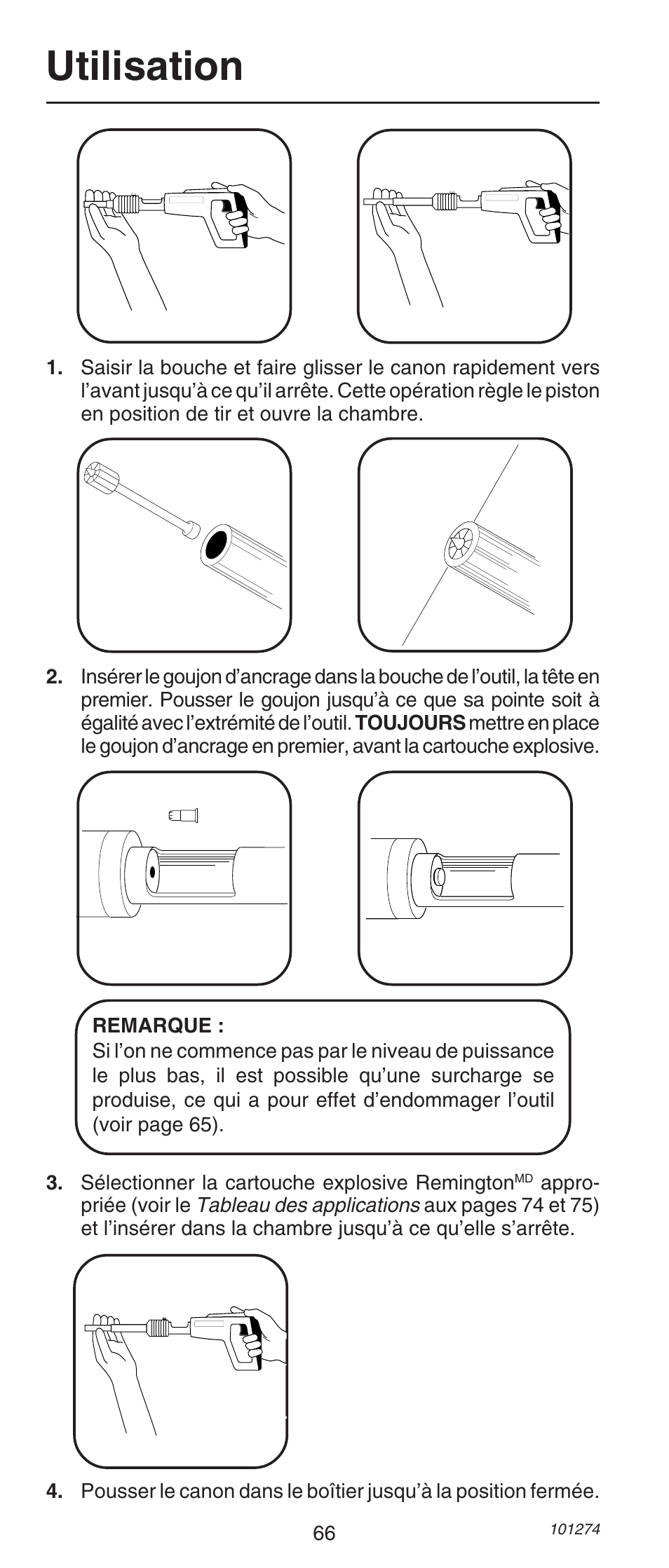 Utilisation | Remington 490 User Manual | Page 66 / 80