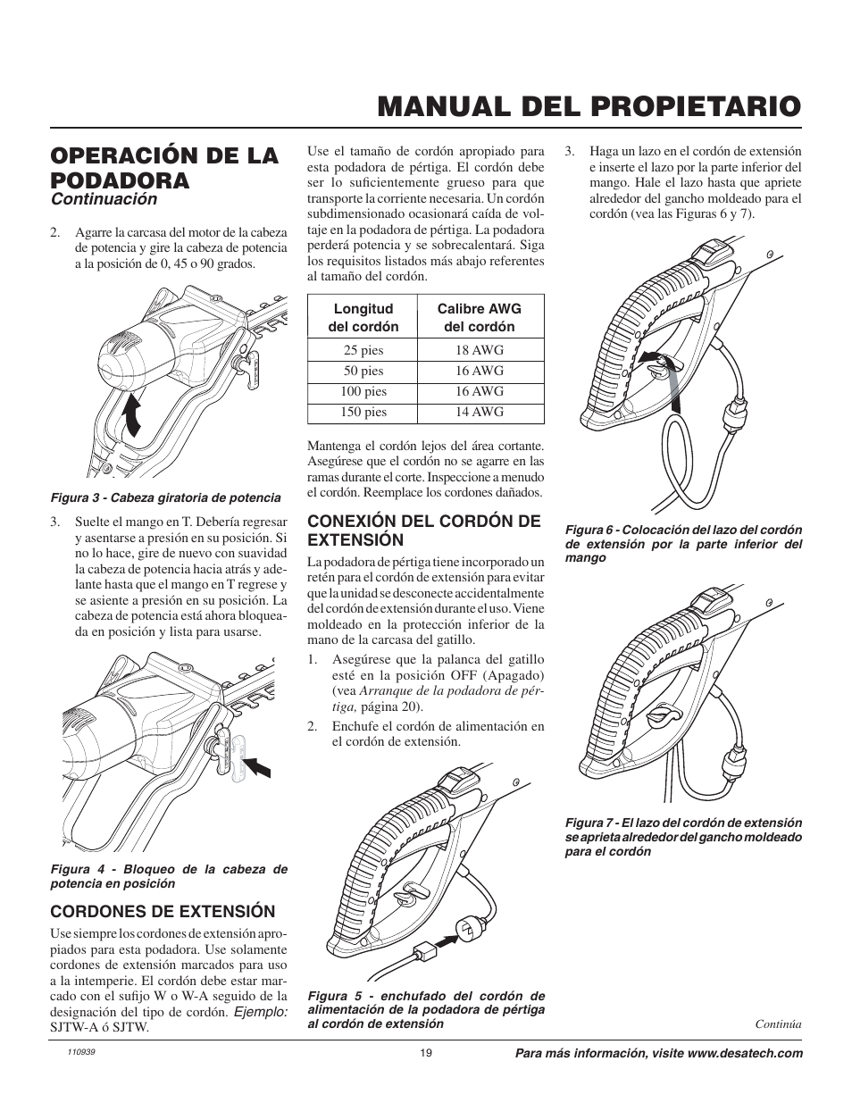 Manual del propietario, Operación de la podadora | Remington Axcess 110946-01A User Manual | Page 19 / 44