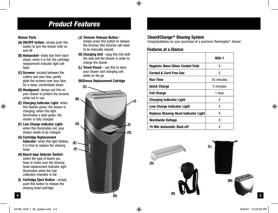 Product features | Remington Men's Shaver User Manual | Page 3 / 19