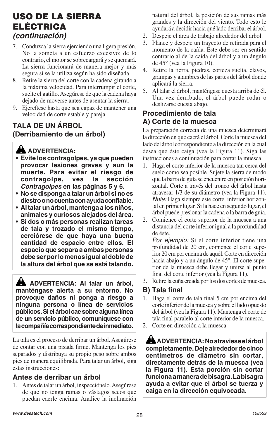 Uso de la sierra eléctrica, Continuación) | Remington LNT-2 User Manual | Page 28 / 52