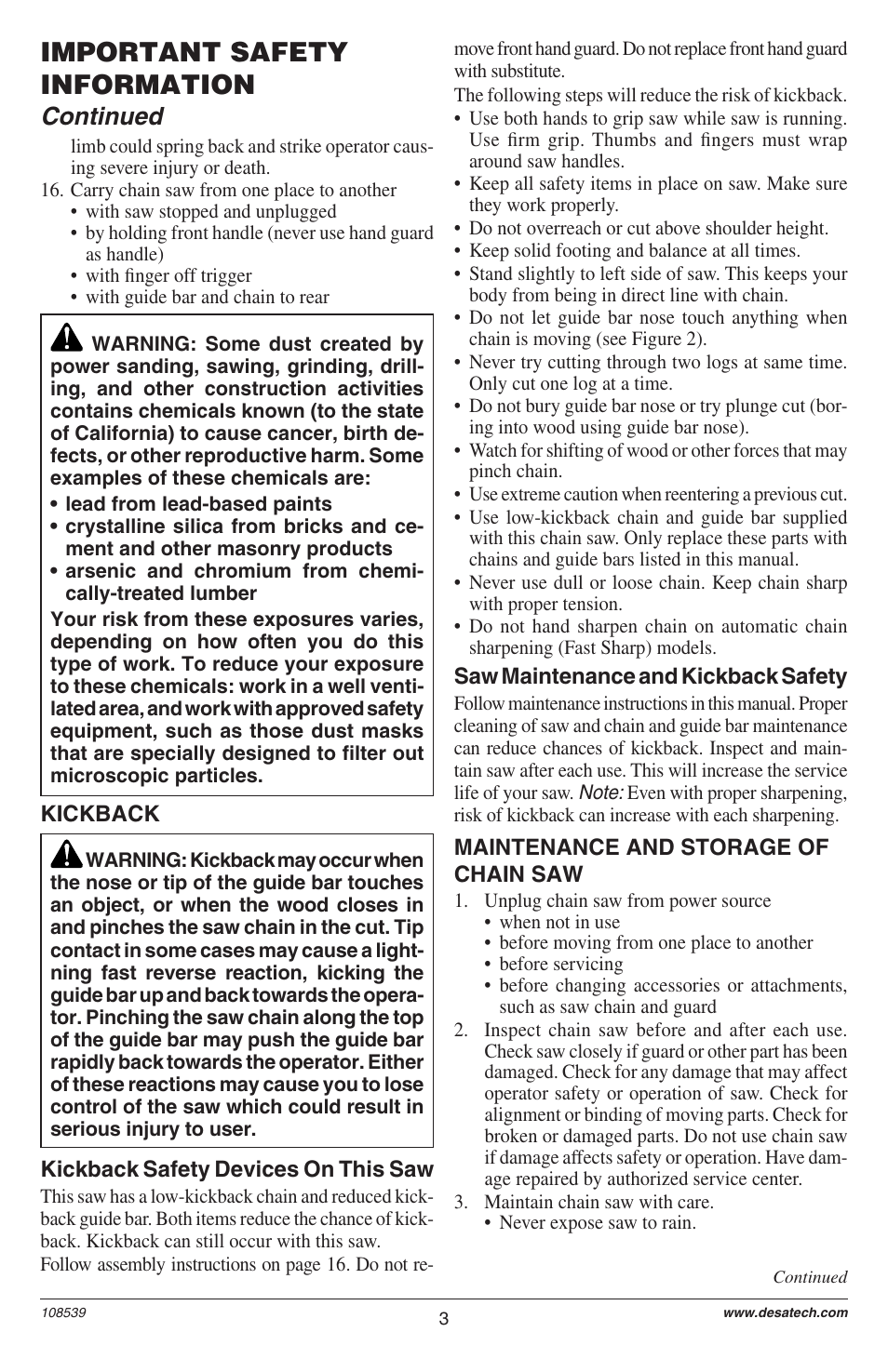 Important safety information, Continued | Remington LNT-2 User Manual | Page 3 / 52