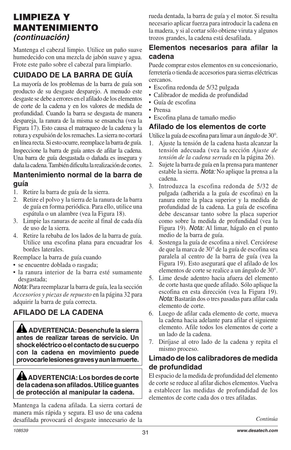 Limpieza y mantenimiento, Continuación) | Remington LNT-2 User Manual | Page 31 / 52