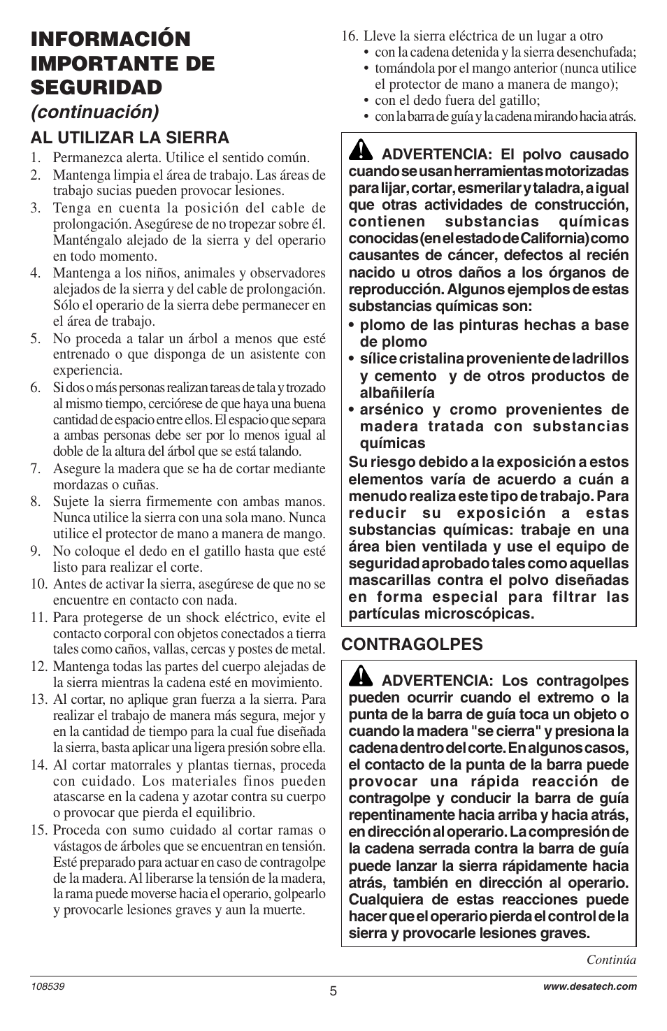Información importante de seguridad, Continuación) | Remington LNT-2 User Manual | Page 5 / 52
