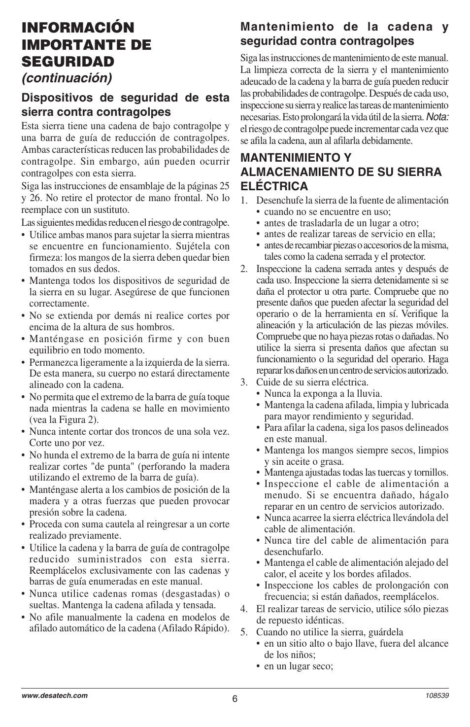 Información importante de seguridad, Continuación) | Remington LNT-2 User Manual | Page 6 / 52