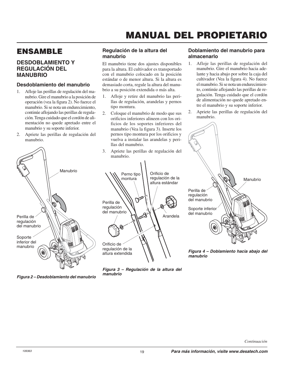 Manual del propietario, Ensamble | Remington Garden Wizard 109312-01 User Manual | Page 19 / 44