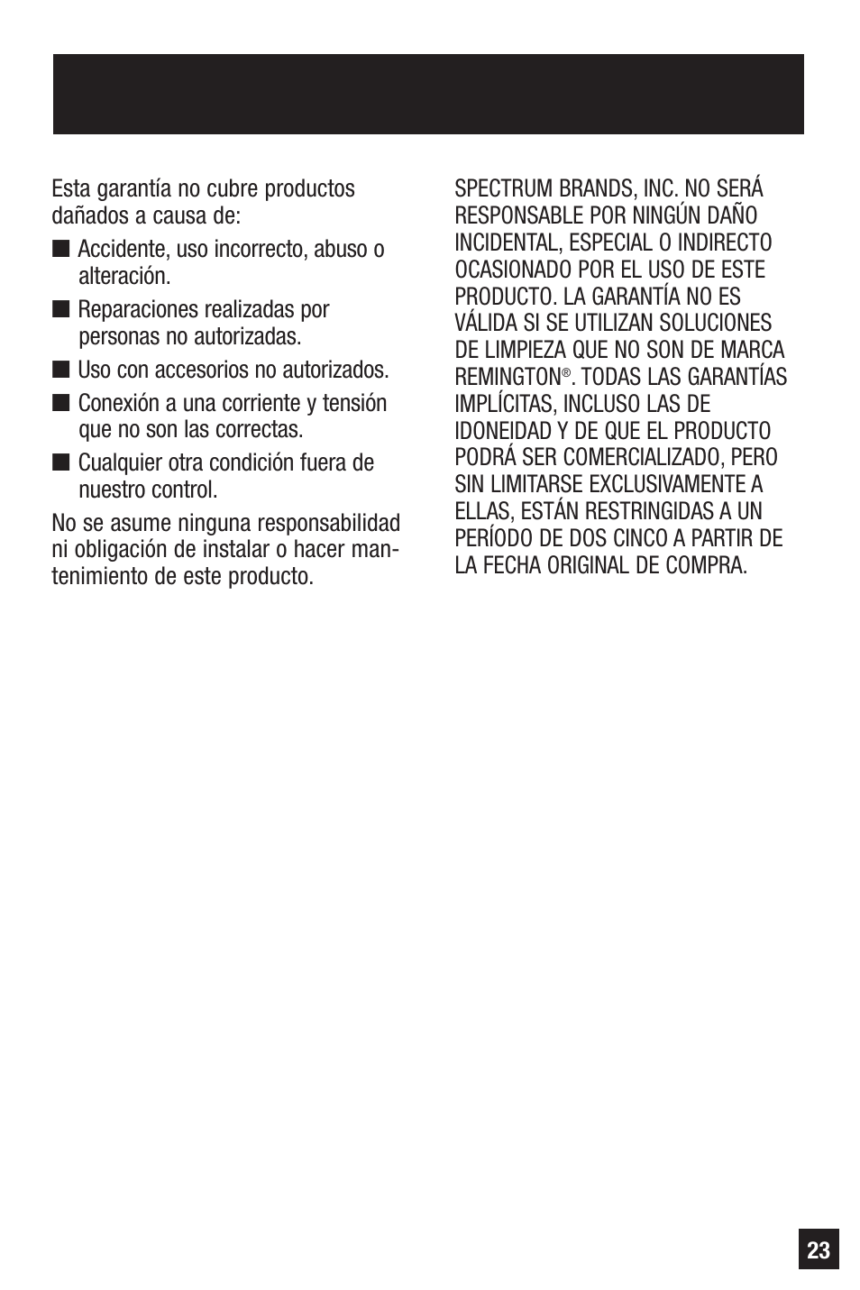 Remington PRECISION HC-70 User Manual | Page 23 / 24