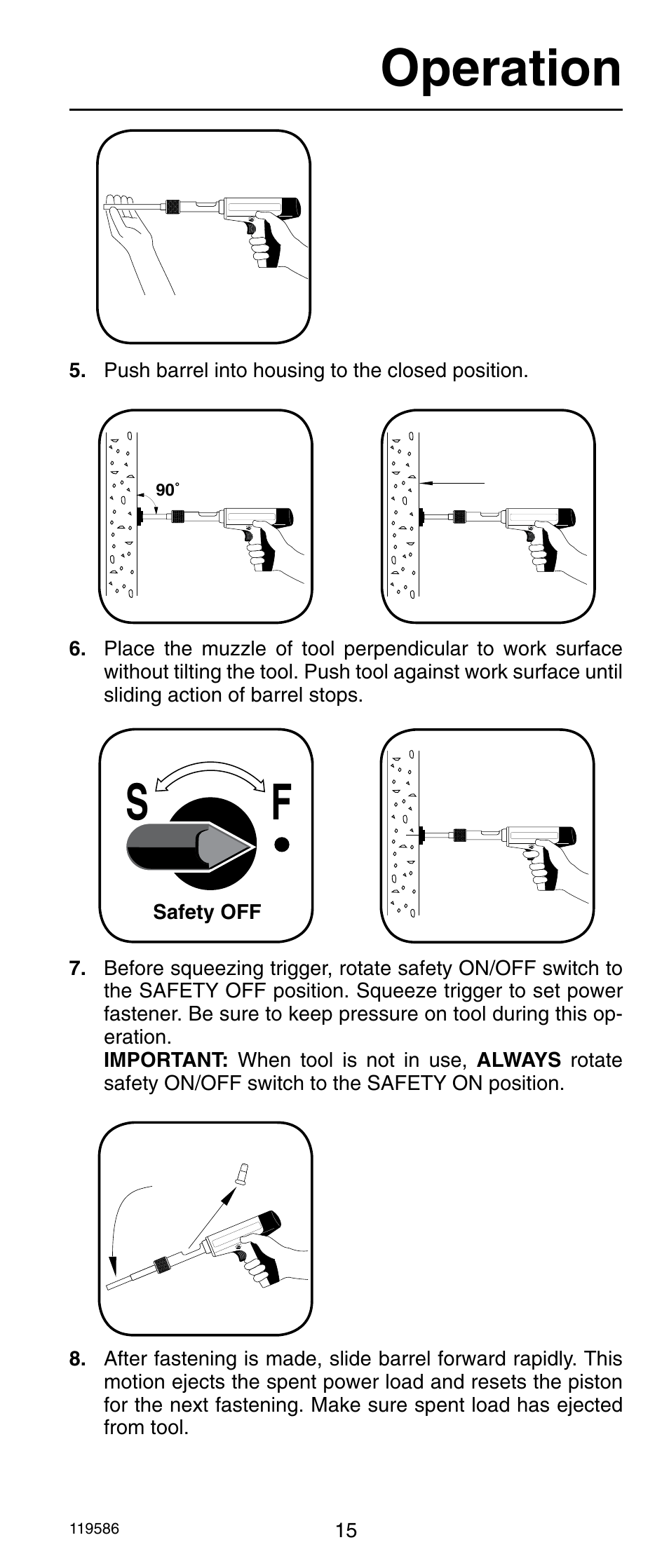 Operation, Safety off | Remington r300 User Manual | Page 15 / 72