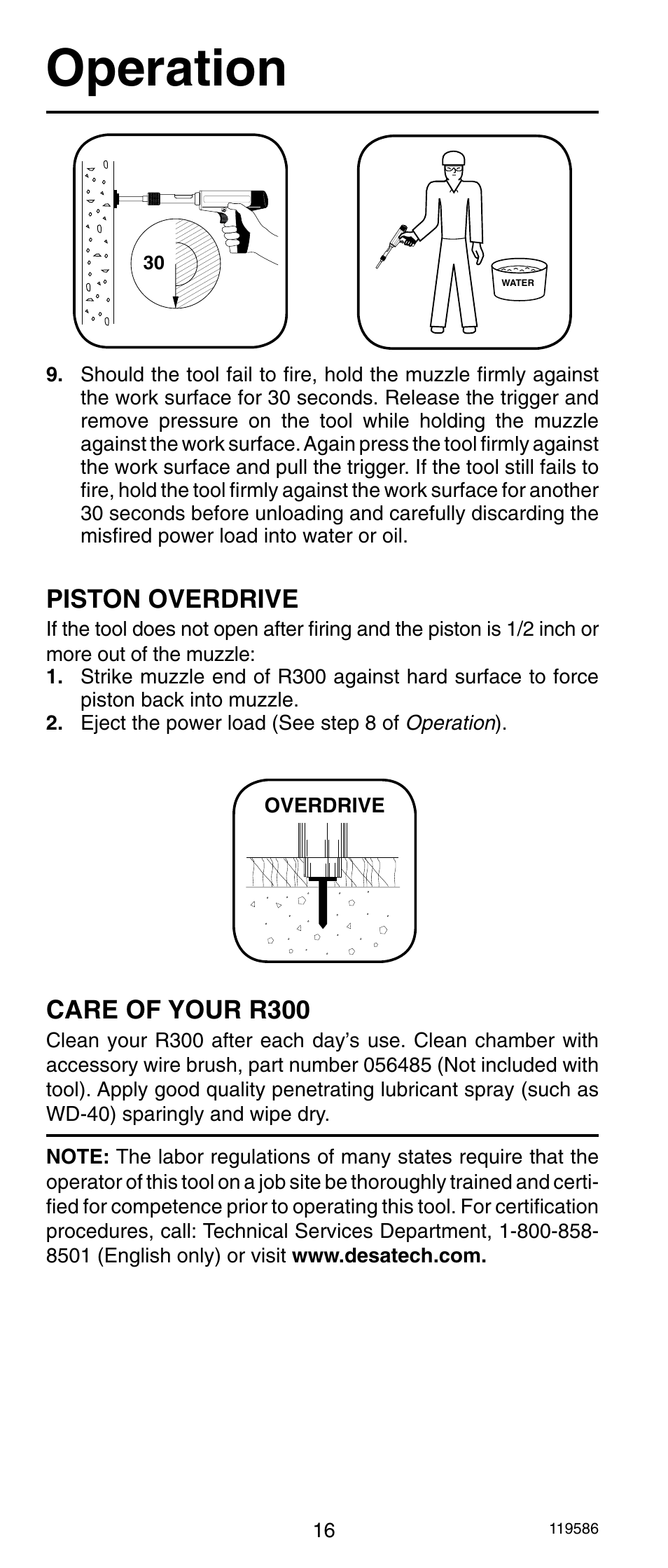 Operation, Care of your r300, Piston overdrive | Remington r300 User Manual | Page 16 / 72
