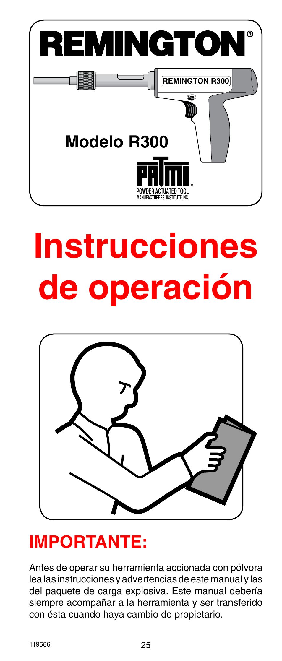 Instrucciones de operación, Importante, Modelo r300 | Remington r300 User Manual | Page 25 / 72