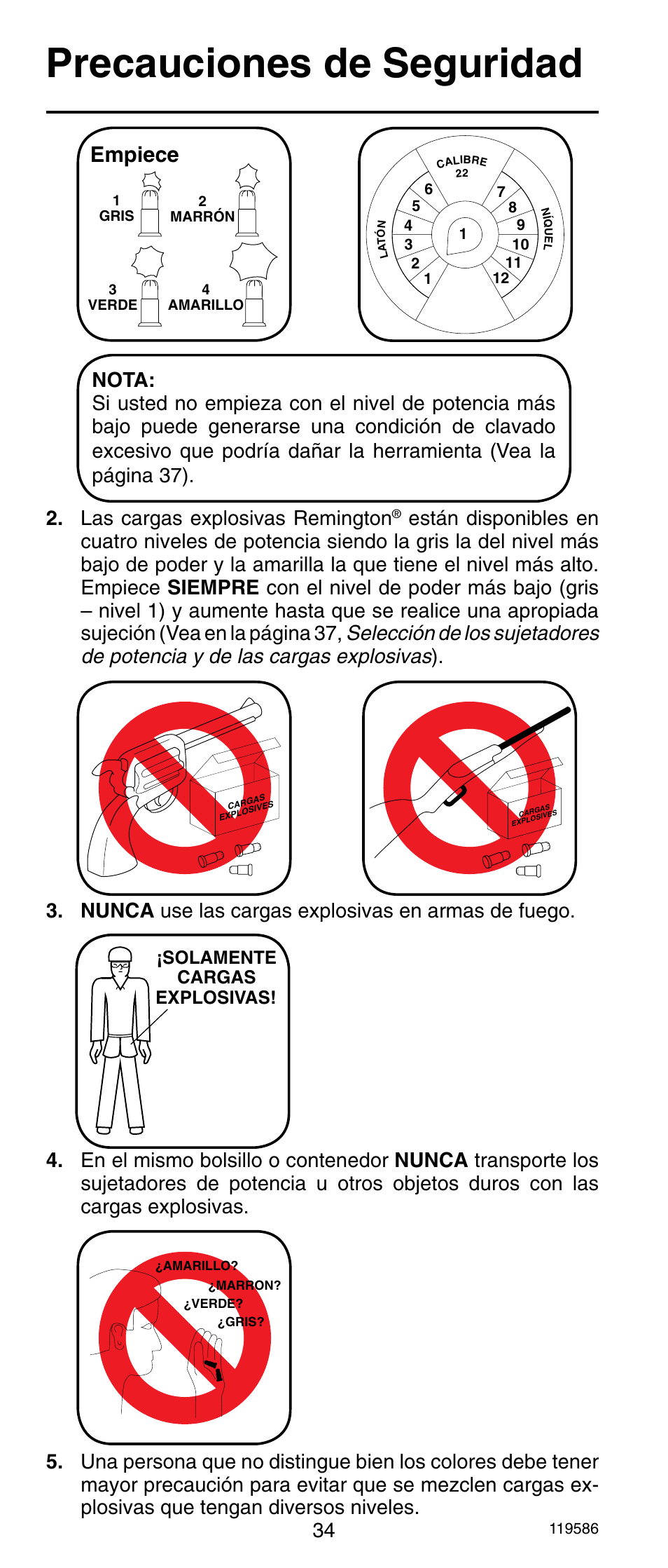 Precauciones de seguridad, Empiece | Remington r300 User Manual | Page 34 / 72