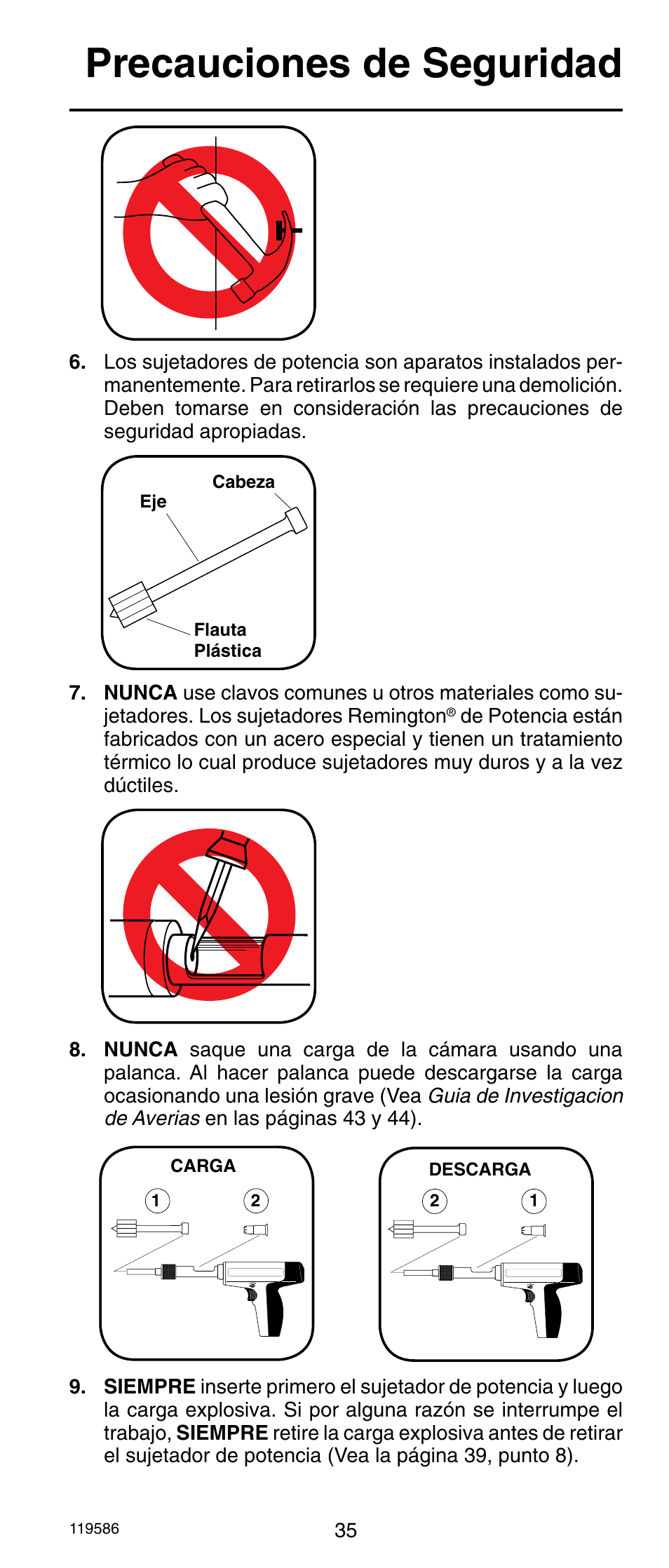 Precauciones de seguridad | Remington r300 User Manual | Page 35 / 72